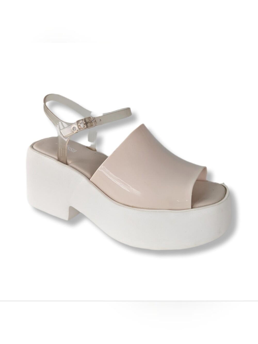 Melissa Pose Retro Tan & White PVC Vegan Platform Sandals